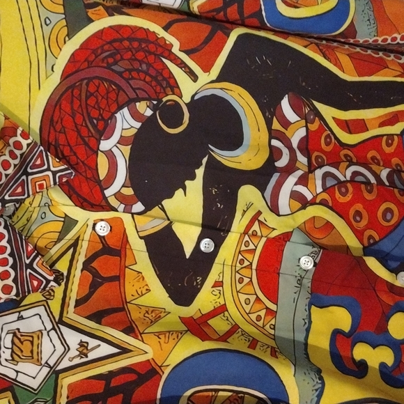 AMAZING VINTAGE JAMMY JOB BLOUSE... SILKY /POLY FEEL SZ 2 XL - Picture 2 of 9